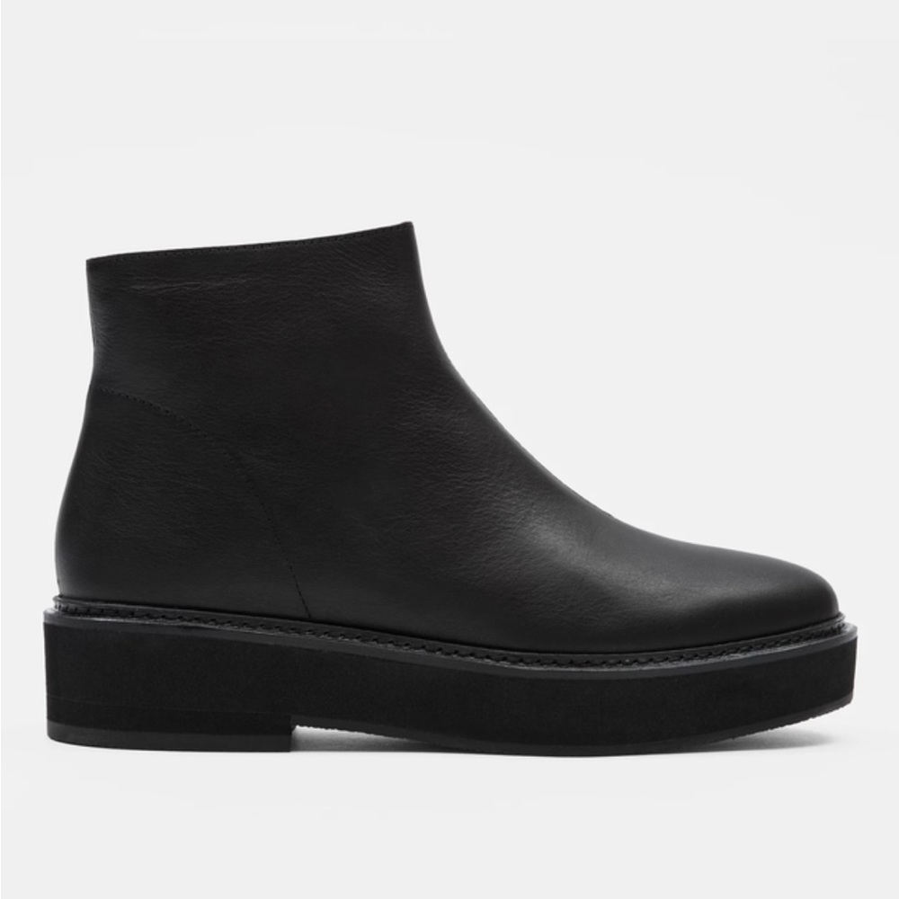 Eileen Fisher Nann Wedge Bootie in Leather Size 9 Sz 9 NIB New in box Black - Picture 2 of 12